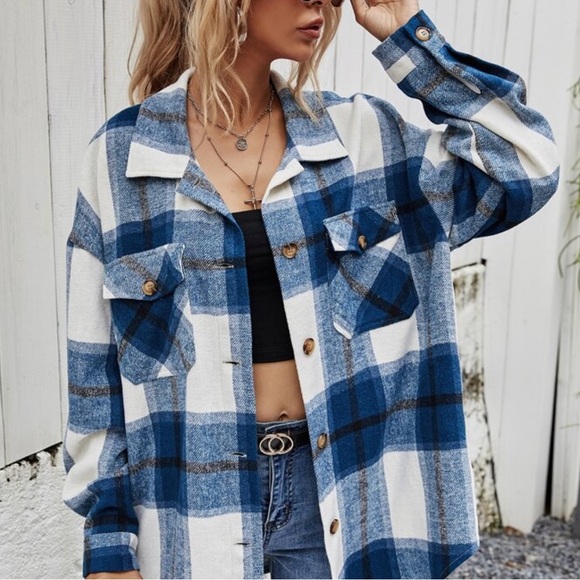 SHEIN • Plaid Shacket - Picture 1 of 5